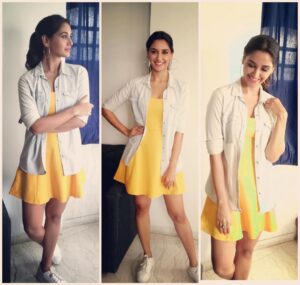 Nikita Dutta Instagram - Less Friday, more summer #YellowMakesDramaNoMelo Styled by @jaferalimunshi Make up and hair @shibu_shimmer