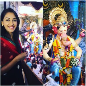 Nikita Dutta Instagram - The most peaceful charan darshan at lalbaugcha raja. Thank you @abpnewstv @shukla_vandana @iamkrishma #LalBaugChaRaja #FeelingBlessed #GanpatiBappaMorya