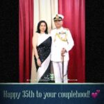 Nikita Dutta Instagram - Happy 35th parents! Wish you an eternity more of troubling each other. 💕🤗 . @alka.dutta16 @akdutta59 . PS.- “Laal Dupatta Malmal ka” is their favourite song which was played by the Naval band on the father’s retirement. One of the few likes the parents have in common. 😛🤭