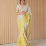 Nisha Agarwal Instagram - All these colours and yet i still end up choosing the most subtle hues of yellow. In this beautiful saree by @anavila_m can’t get over how elegant and timeless this saree is.. #saree #festivewear #indianfestivewear #elegant #elegance