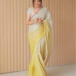 Nisha Agarwal Instagram – All these colours and yet i still end up choosing the most subtle hues of yellow. 

In this beautiful saree by @anavila_m can’t get over how elegant and timeless this saree is..

#saree #festivewear #indianfestivewear #elegant #elegance