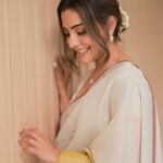 Nisha Agarwal Instagram - All these colours and yet i still end up choosing the most subtle hues of yellow. In this beautiful saree by @anavila_m can’t get over how elegant and timeless this saree is.. #saree #festivewear #indianfestivewear #elegant #elegance