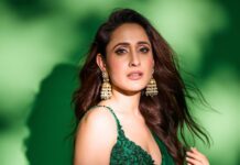 Pragya Jaiswal Instagram - Hare dupatte wali 💚💚 #DiwaliSzn Outfit @sonaakshiraaj Earrings @dolsunjewelsofficial Bangle and ring @anayah_jewellery @spiffypublicrelations Bag and Footwear @fizzygoblet Styled by @anshikaav Style team @roshiijain Make up & Hair by the lovely @athirathakkar 🥰 Pictures by @gohil_jeet