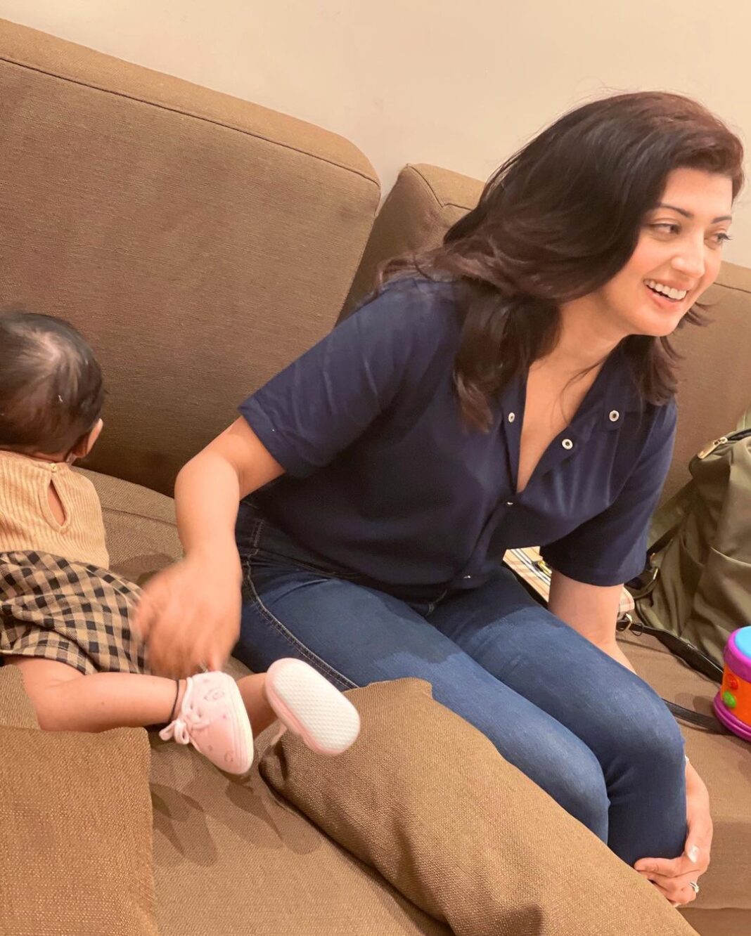 Pranitha Subhash Instagram - Parenting Hack for Weekends :- . . . . . . . . There is no hack. This is what your weekends will look like from now on .. 🙈❤️