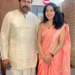 Ramya Subramanian Instagram - How often does a super star walk in the middle of your dubbing on an auspicious day and spreads his charm 🤩😍🔥! This coincidence of a lifetime happened to this lucky girl today and I can’t stop smiling about our little conversation since then ☺️ 🙏🏻💯. It’s a Happy Ganesh Chathurthi Indeed 🙏🏻😇. #FanGirlMoment #ChiranjeeviGaaru #MegaStar