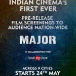 Saiee Manjrekar Instagram – Namaste India. We are coming to you with our film, 10 days in advance.

#Major Pre release Film Screenings across India from May 24th 💥💥

Stay tuned to @bookmyshow to book tickets in your cities for the exclusive screening of #MajorTheFilm.

#MajorOnJune3rd