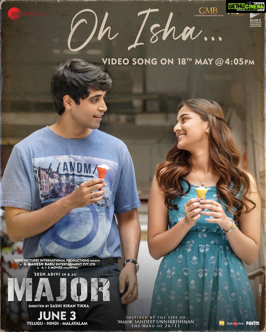 Saiee Manjrekar Instagram - Feel the innocence and the magic of Love ❤️ #OhIsha Video Song from #MajorTheFilm on 18th May at 4:05 PM. @AdiviSesh @SashiTikka @abburiravi @urstrulyMahesh @SricharanPakala @armaanmalik @Chinmayi @sonypicsfilmsin @GMBents @AplusSMovies @ZeeMusicCompany