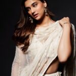 Saiee Manjrekar Instagram – 🤍✨🌝

Styled by : @malvika_tater
Outfit : @rohitbalofficial 
Jewellery: @minerali_store
HMU: @taniadhingra 
📸: @venurasuri