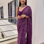 Sanchana Natarajan Instagram - 💜 Saree- @varshini_online_boutique Blouse- @razak_creations