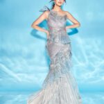Sanjana Sanghi Instagram - T’was a little mermaid moment wearing the always fabulous @amitaggarwalofficial 💎💙🤍 . . . _______ Jewellery : @blingsutra @ascend.rohank Team : @tryagaintoobad @styled_by_meera Assured by : @naishasinghvi @twinklebakhai @mutatingframes @pushkinbhasin @makeupbyanighajain