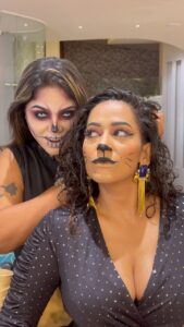Sanjana Singh Instagram - HALLOWEEN 🎃 2022 #halloween #spooky #horror #halloweencostume #october #spookyseason #art #pumpkin #halloweenmakeup #fall #happyhalloween #makeup #love #halloweendecor #autumn #scary #horrormovies #cosplay #witch #creepy #michaelmyers #handmade #goth #halloweenparty #instagood #costume #ghost #artist #karthikashyam B3 Bridal Studio professional Makeup artist