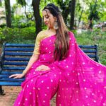 Sanjjanaa Instagram - Beautiful #ranipink saree flaunted by the Galrani 😍 you must Chq out the collections of @sakhi_online_store ❤️ @anupama_makeoverartistry 💄 @ss_makeover_by_suha 👱‍♀️ ##instamom #instababy #indianactress #princealarik #princealarik #justborn #indiancelebrity #indiancelebrities #momtobe #sanjjanaa #sanjanagalrani #sanjana #sanjjanaagalrani Bangalore, India
