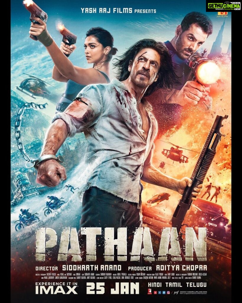 Shah Rukh Khan Instagram - And it begins! Celebrate #Pathaan with #YRF50 only at a big screen near you on 25th January, 2023. Releasing in Hindi, Tamil and Telugu. @deepikapadukone| @TheJohnAbraham | #SiddharthAnand | @yrf