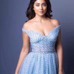Shriya Saran Instagram - Thank you @gauriandnainika for this beautiful dress for #drishyam2 Absolutely love it !!!! Make up @makeupbymahendra7 Hair @priyanka__hairstylist Photographer @kausttubh_kambhhle