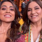 Shriya Saran Instagram – Just a selfie kinda day at @kapilsharma show . 
So much fun . Loved being on it . 
@tabutiful you are amazing 
@archanapuransingh love your laughter 
@ishidutta big hug 
@ajaydevgn thank you for being amazing . 

This was so much laughter and fun .
Wearing my fav @manishmalhotra05 love you , thank you !

Make up @makeupbymahendra7