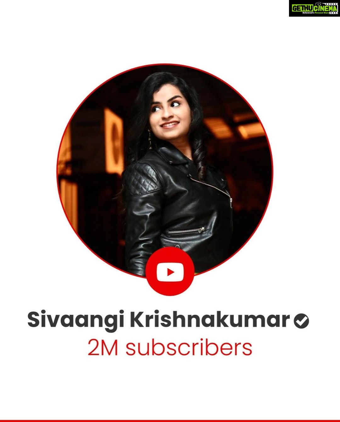 Sivaangi Krishnakumar Instagram - Guess what!! We have achieved another milestone today!❤️ its 2 Million subscribers on Youtube😍 thankyou everybody ❤️🌟❤️😍💯. See you all in #Chennai ! Watch out for this space more❤️ Its celebration month🌟 PC @vbzu