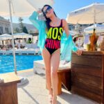 Smriti Khanna Instagram - Once upon a time in Monaco .. Swimsuit @moschino Flats @dior Shirt @mistergautam Nikki Beach Monte Carlo