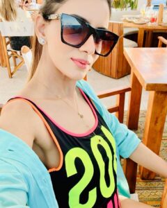 Smriti Khanna Instagram - Once upon a time in Monaco .. Swimsuit @moschino Flats @dior Shirt @mistergautam Nikki Beach Monte Carlo