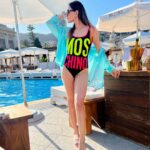 Smriti Khanna Instagram - Once upon a time in Monaco .. Swimsuit @moschino Flats @dior Shirt @mistergautam Nikki Beach Monte Carlo