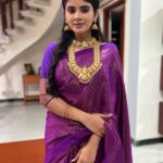Soundariya Nanjundan Instagram - It's That Heart of gold, & stardust soul that make you beautiful 💜 #stillfromadvideo #ad . Makeup & hair 🤎- @makeup_by_kez Jewellery- @vivahbridalcollections Saree- @swarnasaris Casting Coordinator - @jeffreypaulll . Valasaravakkam
