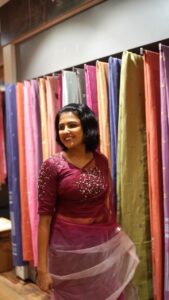 Sreevidya Nair Instagram - An iridescent vision of beauty incorporated with elegance, Seematti the Inside Hunt, is a saga that is weaved with the ebullience of sheer craftsmanship merged with exotic designs. Experience luxury and fashion in the most finest and simplest way! The exuberant and vibrant collection in Seematti has left me in awe!! Don't wait for long, as the festival collection is till Jan 15th only. Avail surprise Xmas gifts from Seematti by taking a screenshot of the code that is added in this post. . . @seemattitextiles . . #insideseematti #seematti Saree @thantrek.design.couture