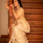 Suhasini Maniratnam Instagram – Loved wearing this saree from @mayukhafabs designed by @dheepaprabhu beautifully captured by @camerasenthil  This lightweight, finely woven beige zarikota saree from Mayukhafabs  is a great addition to your ethnic wardrobe. This aesthetically beautiful saree reflects our feminine self. It makes you feel like a queen while draping it and is a guaranteed head turner