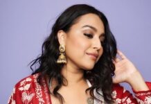 Swara Bhaskar Instagram - Ashdeen making me feel like a muse 🤓🤩💜🤗 . Outfit: @ashdeenl Ring: @purabpaschim Earrings: @theaabstudio . Styled by: @prifreebee @a.bee.at.work Make up: @saracapela Hair: @stylistsony Pics: @kvinayak11