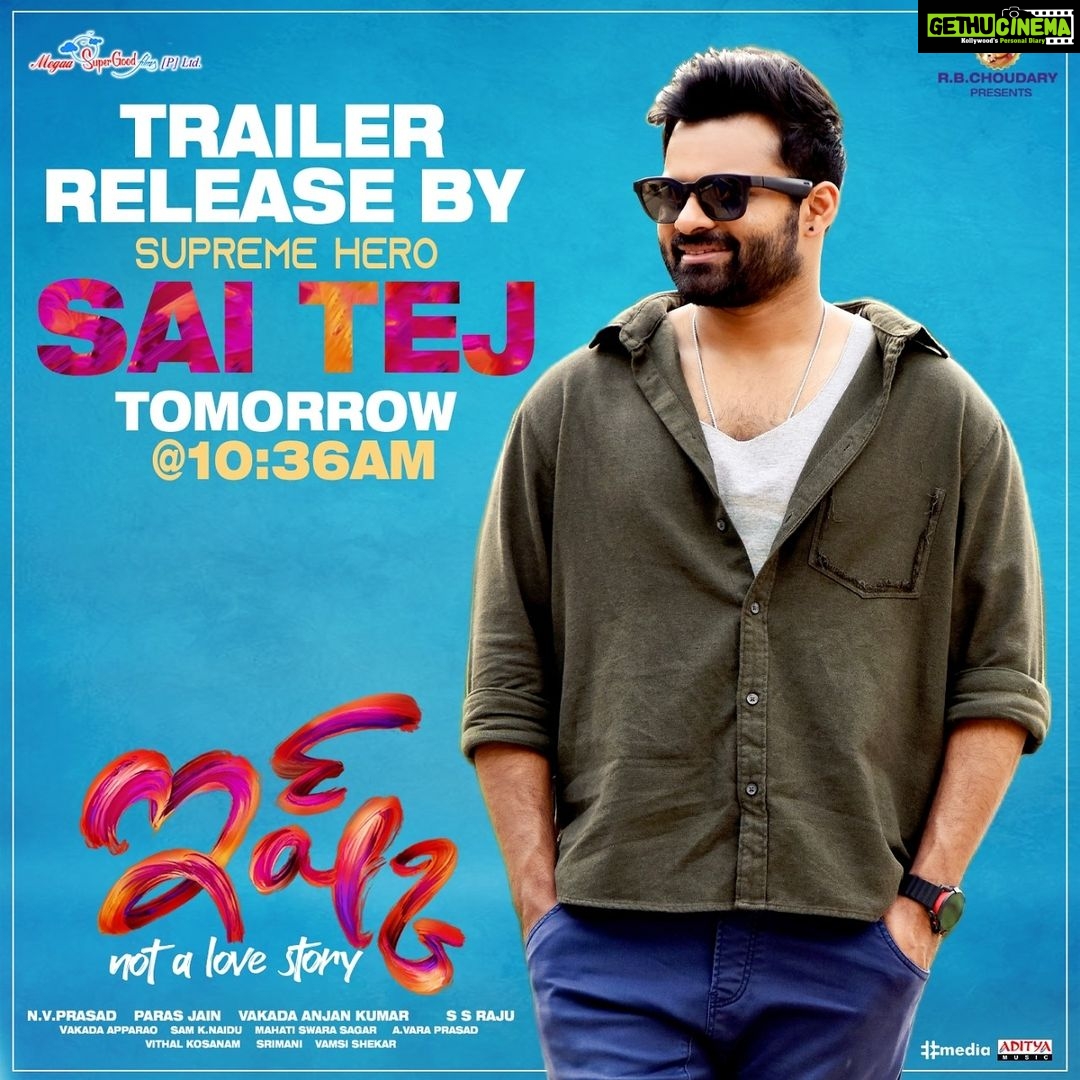 Teja Sajja Instagram - 'Supreme Hero' @jetpanja anna to launch the Theatrical Trailer of #ISHQ, Not a Love Story π₯β£οΈ π #ISHQTrailer β³ Tomorrow At 10:36AM! #ISHQFromApril23rd @tejasajja123 #PriyaPVarrier #SSRaju @mahathi_sagar #RBChoudary @ProducerNVP #ParasJain @adityamusic @MegaaSuperGood1