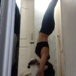 Tina Desai Instagram - My handstand took longer than normal to happen coz Thor just refused to let me practice!