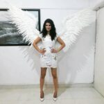 Tina Desai Instagram - Disclaimer: Not for adults. So when you have your sister's shoot props lying around, u make the most of it by fulfilling your VS Angel dreams! Well.... atleast I did. Heehee!!!!