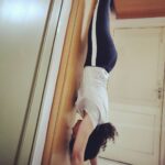 Tina Desai Instagram - 1) Headstand off the wall 2) Kakasana or crow pose 3) Handstand with wall support 4) Mayuraasana All tough, all fun, all work in progress. Yay!!!