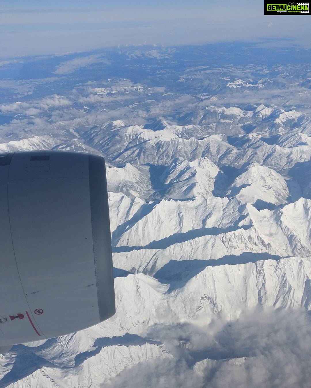 Tina Desai Instagram - That's a good view while flying. One of the best. #swissalps