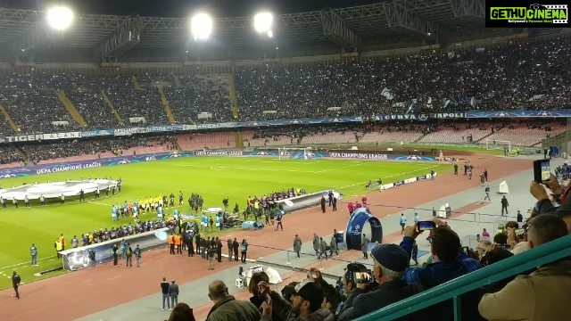 Tina Desai Instagram - Easily one of the most exhilarating nights of my life!!! Thank you @thekickgurry for your invite! My first ever football match at a stadium!!!! Napoli club vs Man-city. #championsleague #uefa