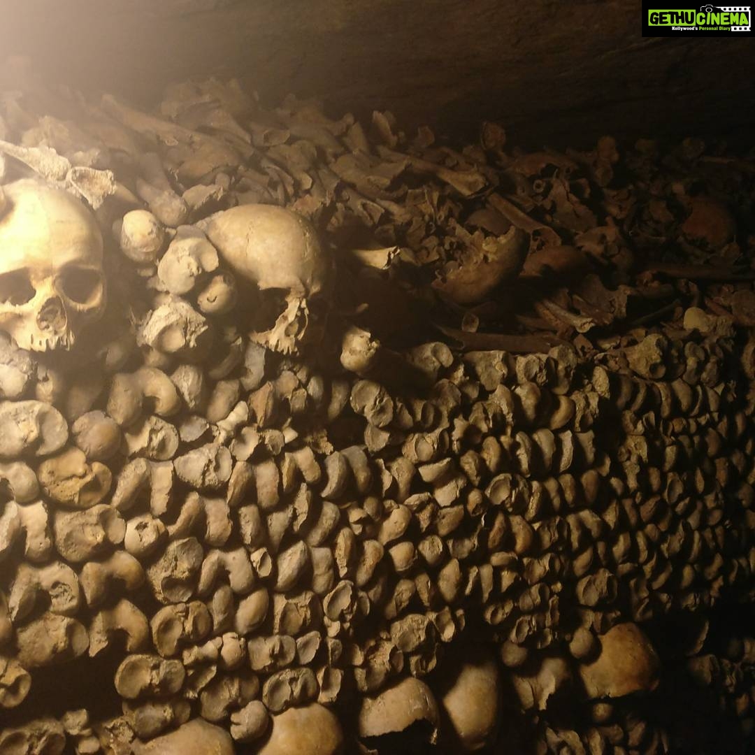 Tina Desai Instagram - Catacombs, Paris. At 20 metres below the ground, and bones centuries old around you, this is creepy!