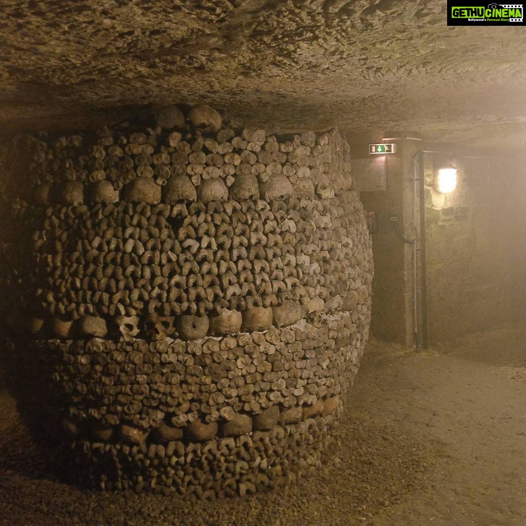 Tina Desai Instagram - Catacombs, Paris. At 20 metres below the ground, and bones centuries old around you, this is creepy!