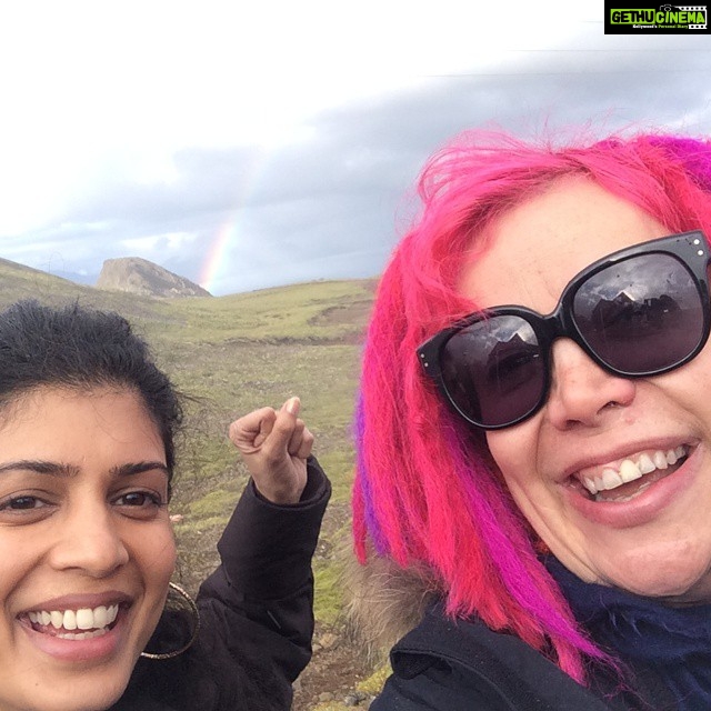 Tina Desai Instagram - With Lana and the #rainbow in #Iceland #Sense8