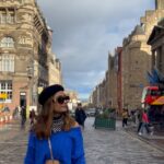 Tridha Choudhury Instagram - This Lass is loving the blue cap by @mademoisellechapeaux 💙 #edinburgh_snapshots #edinburghcity #stylewithtridha