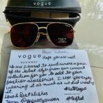 Tuhina Das Instagram – Thank u so much for the box of goodness ❤️ My festive hair care regime is sorted 🙌🏼🥂
@arata.in 

Thanks for the glam shades guys! #LetsVogue the look 😎
@vogueeyewear