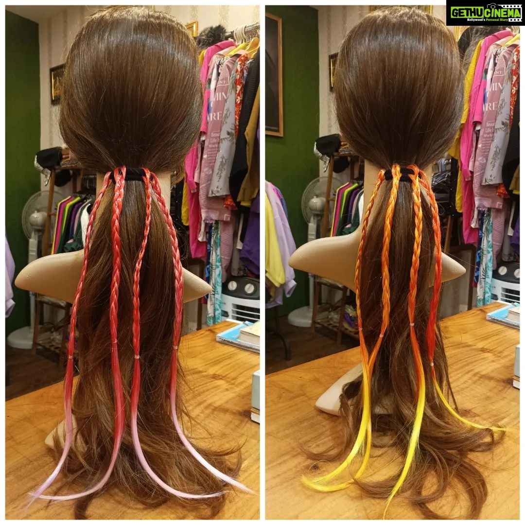 Vanitha Vijayakumar Instagram - Multi colored strands braided hair extensions with rubber bands🌈👧🏻 swipe left to see the available colors🎨 Dm us for price & details📩 #vanithavijaykumarstudios #earring #crystal #stone #style #stylish #chennai #girl #ootd #outfit #clothing #brand #picoftheday #photooftheday #instafashion #instagood #instadaily #shopping #makeup #accessories #styleblogger #fashion #fashionblogger Khader Nawaz Khan Road