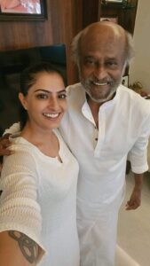 Varalaxmi Sarathkumar Instagram - Whattteeee a #Sunday

Best day ever...got to my #superstarrajinikanth #thalaivar  @rajinikanth

Total #fangirl moment.. total #goosebumps 
Sooooo sweet and humble...talking about my career and work..appreciating #appa @r_sarath_kumar for his role in #ponniyinselvan 
you just wanna hug him and never let him go... #sweetest #cutest 
He oozes only with love calmness and so much positivity..
Spent almost an hour with  us...loooouuuuuuuuu u saaaarrrrrr.. thalaivvvaaaaa

U are the one and only #superstar 
#rajnikanth #thalaivarforever #superstarforever 
#sunday #sundayvibes #goodvibes