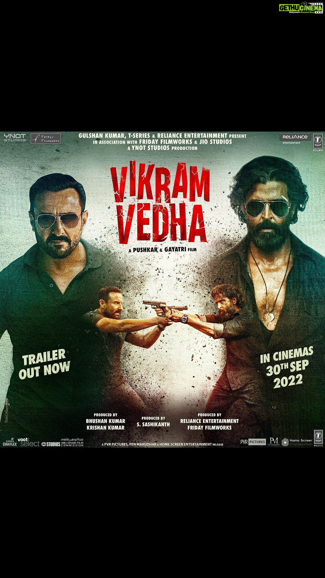 Yogita Bihani Instagram - Neither black nor white, it's all grey! #VikramVedhaTrailer out now: Link in Bio Buy the @bookmyshow voucher: Link in Bio #VikramVedha hitting cinemas worldwide on 30th September 2022. @hrithikroshan #SaifAliKhan @pushkar.gayatri @radhikaofficial @tseries.official @tseriesfilms @reliance.entertainment @studiosynot @fridayfilmworks @officialjiostudios @apinternationalfilms @pvrpictures @penmovies @rohitsaraf @iyogitabihani @mrfilmistaani @instasattu #BhushanKumar @sarkarshibasish @sash041075 @chakdyn @vivekbagrawal @shivchanana #homescreenentertainment @vikramvedha_movie