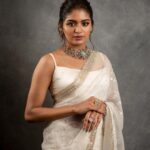 Aditi Shankar Instagram - My white saree dream came true 🕊 Viruman Chennai press meet Styled by: @dr.vinothinipandian Photographed by 📸: @kiransaphotography Outfit 👗: @_.rubeenavogueofficial._ MUAH 💄: @vishalcharanmakeuphair @hairbyradhika Jewellery💎: @jcsjewelcreations
