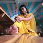 Amala Paul Instagram - Carrying a bit of sunshine with me. 🌞🌻 Outfit: @t.and.msignature Tight hugs dear Tiya for the outfit! 🤗👗 Jewellery: @m.o.dsignature 💍💎 #ootd #athome #sunshine #yellow #indianootd #ethnic #amalapaul Home Sweet Home