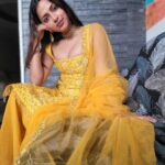 Amala Paul Instagram - Carrying a bit of sunshine with me. 🌞🌻 Outfit: @t.and.msignature Tight hugs dear Tiya for the outfit! 🤗👗 Jewellery: @m.o.dsignature 💍💎 #ootd #athome #sunshine #yellow #indianootd #ethnic #amalapaul Home Sweet Home
