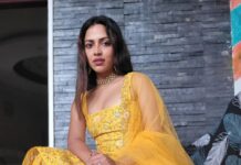 Amala Paul Instagram - Carrying a bit of sunshine with me. 🌞🌻 Outfit: @t.and.msignature Tight hugs dear Tiya for the outfit! 🤗👗 Jewellery: @m.o.dsignature 💍💎 #ootd #athome #sunshine #yellow #indianootd #ethnic #amalapaul Home Sweet Home
