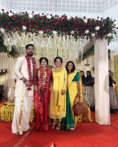 Amrutha Nair Instagram - I cant think of 2 people perfect for this journey than these two let yours life will be beautiful as the love of smile you both have ...happy married life dears❤️ @_aiswarya_devi_official_

Ma costume @shreyasboutique2016 
MUA @roshnistvm

#sativiansmedia