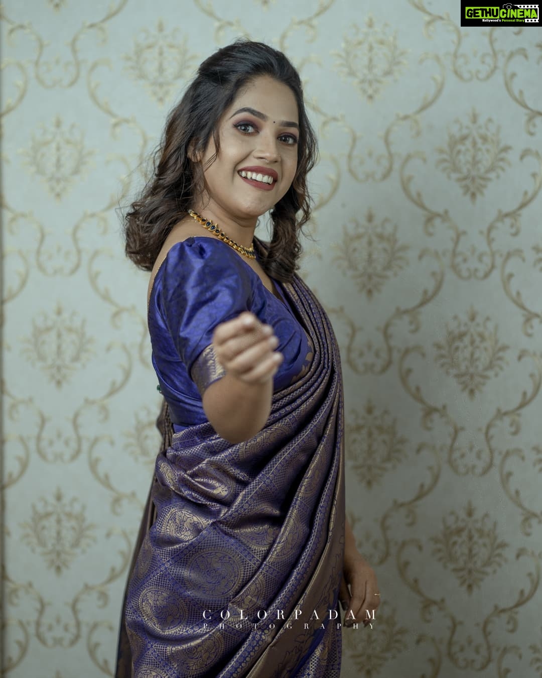 Amrutha Nair Instagram - 💜 Every women's success should be an inspiration to another.. ❤ 📸 @colorpadam_photography Attire @rucira_collections MUA @blushingtone_beauty_salon #sativiansmedia Thiruvananthapuram, Kerala, India