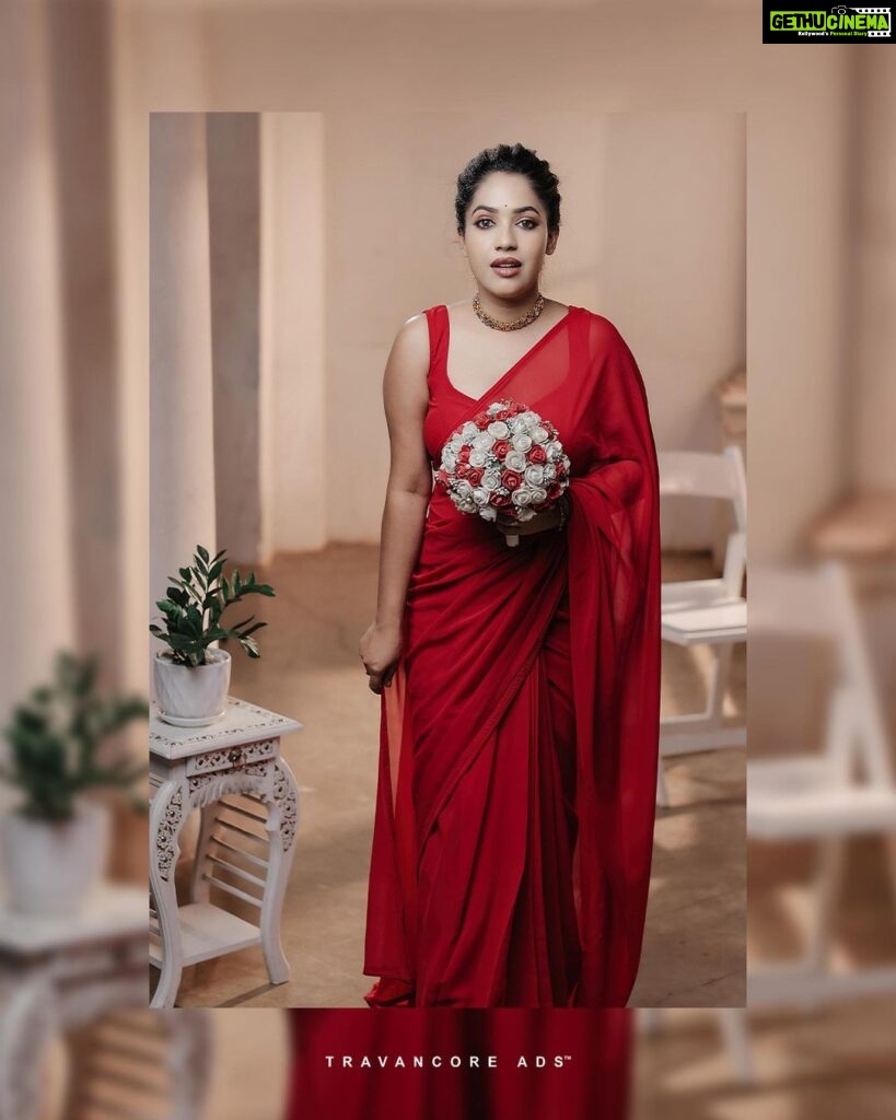 Amrutha Nair Instagram - Wearing the supermecy of Love ! Red is love and Power! Lady in Red ♥️ Outfit @bybbecca 📸 @travancoreads @jithuthampifm MUA @brides_of_deepthi Team @t_bibin_babu_ @signature_by_jithin @padma_kumar_vinu