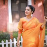 Amrutha Nair Instagram – Live life in warm yellows….. 🧡🧡

Saree @brand_nithara_ 
MUA @blushingtone_beauty_salon
Pic @syam_muralee_photography 
Accessories @storybox.jewels Thiruvananthapuram, Kerala, India