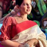 Angana Roy Instagram - শুভ মহাষ্টমী। Clicked by @arefin_official 🌻 Earrings by @butterflytree.lifestyle #durgapuja #ashtami #durgapuja #october #pujolook #pujovibes #pujovibes #laalpaarshadasaree #sareelover #mondaymood #mondaylook #designerwear #durgamata #lovefromA #anganaroy